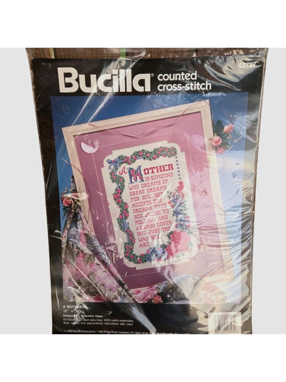 Bucilla #40727 "A Mother Is..." Counted Cross Stitch Sampler 12"x18" Vintage NIP